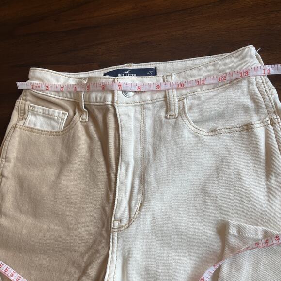 Hollister Ultra High-Rise Mom Jean Two Tone Tan Cream Women's W27L27 5R Festcore - Picture 9 of 10
